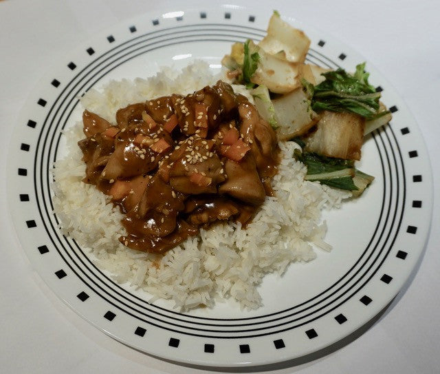 Orange Chicken with Yummies in a Jar Tangerine Apricot Marmalade